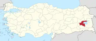 Provincie Bitlis na mapě Turecka