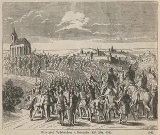 Bitva na Vyšehradě (ilustrace, K. V. Zap: Česko-moravská kronika, 1868)