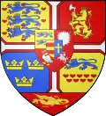 Norský znak (žlutý lev) na dánském znaku za krále Frederika II.