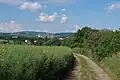 Silo Blovice pohledem z cesty do Spáleného Poříčí