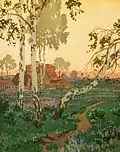 Bohumír Jaroněk Letní večer (dřevoryt, 1906)