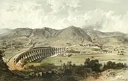Borovnický viadukt, jedna z velkých staveb na trati Jižní dráhy mezi Ljubljaní a Terstem. Zničen během II.světové války