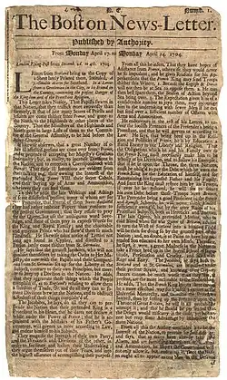 První vydání The Boston News-Letter