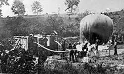 Příprava balónu na let, cca 1862