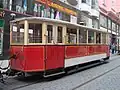 Brněnský vlečný vůz ev. č. 215 při oslavách 140 let MHD v Brně