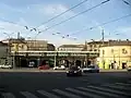 Pohled na křižovatku a viadukt z ulice Křenová