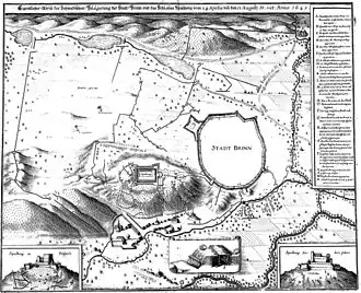 Plánek Brna a hradeb z roku 1645