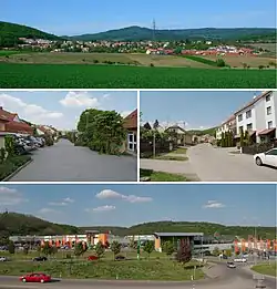 Městská část Brno-Ivanovice • Nahoře: celkový pohled na Ivanovice • Uprostřed: typické ulice v Ivanovicích • Dole: Hypermarket Globus v Ivanovicích