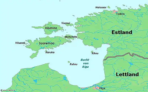 mapa s vyznačenými největšími estonskými ostrovy