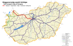 Trať na mapě maďarské železniční sítě.