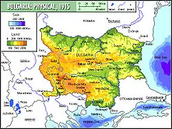 Bulharsko fyzická mapa, 1915.