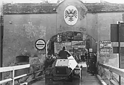 Horní Rakousy, motorizované jednotky německé armády na hranici mezi Schärdingem a Pasovem 13. března 1938