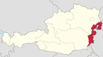 Spolková země na mapě Rakouska