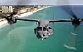 Čelní pohled při plně natočených vrtulích na CV-22.