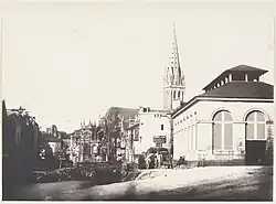 Nábřeží před rybím trhem v Caen před zaplavením řeky v roce 1860