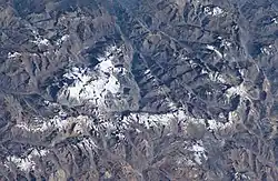 Caldera del Atuel na satelitním snímku z roku 2005