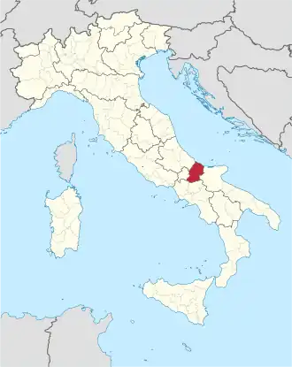 Provincie Campobasso na mapě Itálie