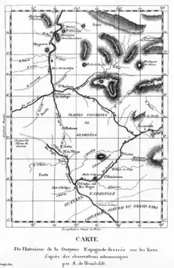 Mapa vytvořená na základě dat naměřených Alexandrem von Humboldtem