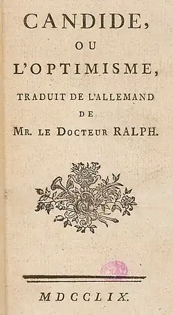 Titulní list první vydání z roku 1759 vydaného nakladatelem Sirène v Paříži.