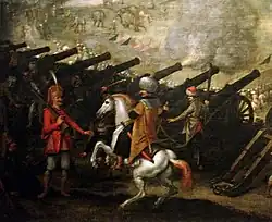 Janičář, paša a dělostřelecké baterie při obléhání Ostřihomi v roce 1543