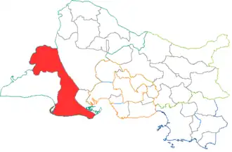 Kanton Arles-Ouest na mapě departementu Bouches-du-Rhône