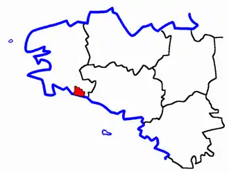 Kanton Pont-Aven na mapě regionu Bretaň