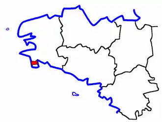 Kanton Pont-l'Abbé na mapě regionu Bretaň