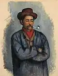 Kuřák dýmky (studie Hráčů karet) (1890–1892) olej na plátně, 39 × 30,2   cm Muzeum umění Nelson-Atkins