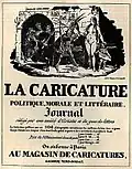 Reklama na La Caricature, Politique, Morale et Littéraire Journal. Ilustrace JJ Grandville (Jean Ignace Isidore Gérard).