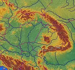 fyzická mapa s vyznačením pohoří