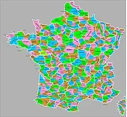 Mapa přírodních regionů Francie