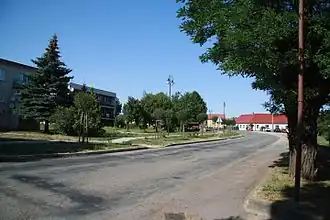 Centrum Nových Syrovic od kostela sv. Cyrila a Metoděje