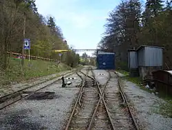 Pohled do žel. st. Čermeľ ze směru Alpinka
