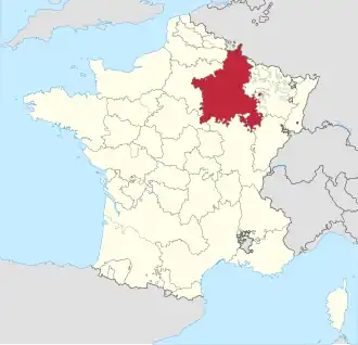 Champagne na mapě Francie v roce 1789