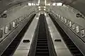 Eskalátory na nástupiště linky Jubilee Line, uzavřené pro veřejnost, rok 2015