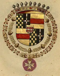 Znak Charlese de Rouvroy de Saint-Simon s insignií Řádu sv. Ducha