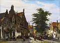 Cheese market with the Weigh house in Enkhuizen, 1868
