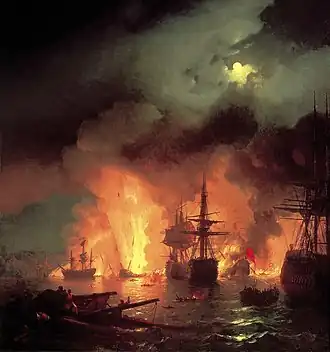 Ivan Ajvazovskij: Bitva u Česmy (1848)
