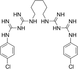 Strukturní vzorec chlorhexidinu