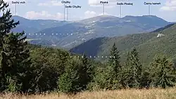 Výhled na Chyžky (zcela vzadu) od sedla Prípor