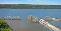 Spuyten Duyvil Bridge (železniční otočný most – otevřený pro průjezd lodi)