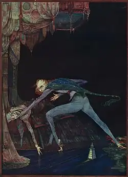Ilustrace povídky Zrádné srdce Edgara Allana Poea od Harryho Clarka, kolem roku 1919