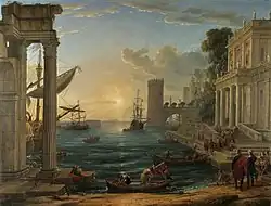 Krajinomalba – Claude Lorrain: Přístav s naloděním královny ze Sáby (1648)