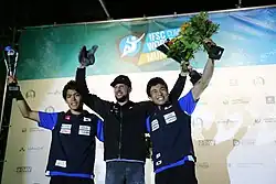 Rei Sugimoto 3. při vyhlášení SP 2018 v boulderingu v Mnichově