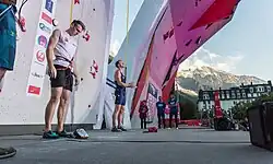 Ludovico Fossali a Jan Kříž na SP 2018 v lezení na rychlost v Chamonix