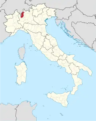 Provincie Como na mapě Itálie