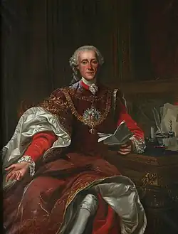 Hrabě Jiří Adam ze Starhembergu s Řádem zlatého rouna jako rakouský velvyslanec ve Francii (1762)