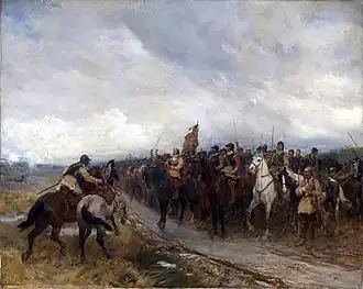 Oliver Cromwell v čele svého vojska u Dunbaru (Andrew Carrick Gow)