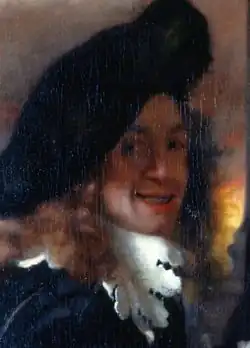 Možný vlastní portrét Jana Vermeera, detail z obrazu „Kuplířka“ (1656)