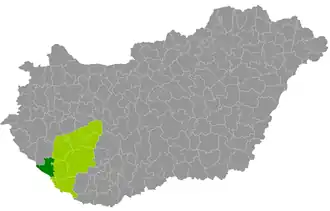 okres Csurgó na mapě Maďarska